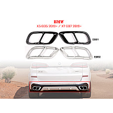 Διπλές μεταλλικές ακροφυσιές εξατμισης με αυτοκόλλητα για BMW X5 G05 X7 G07 - EB01/EB02 - Sellzone.bg Διπλές μεταλλικές ακροφυσιές εξατμισης με αυτοκόλλητα για BMW X5 G05 X7 G07 - EB01/EB02